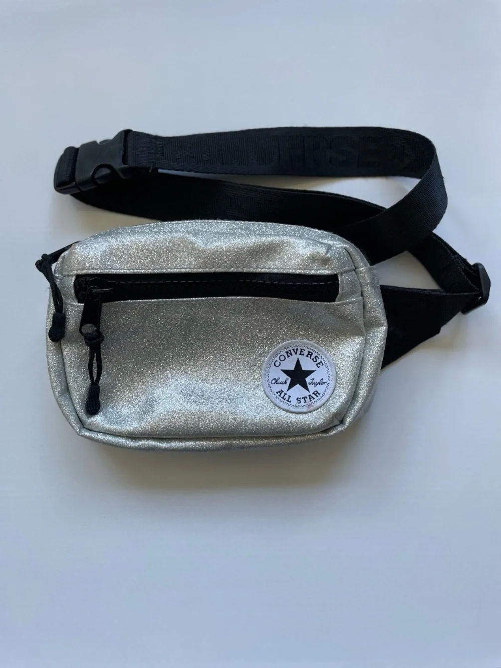 Girls Converse All Star Silver Glitter Fanny Pack | Metallic Waist Bag